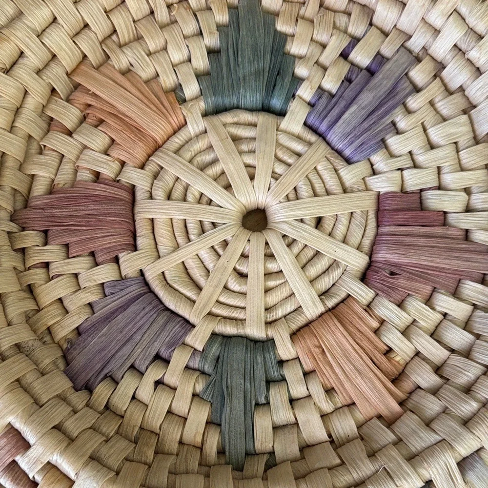 Vintage Handwoven Wicker Pastel Southwestern Basket Casserole HotPad Wall‎ Decor